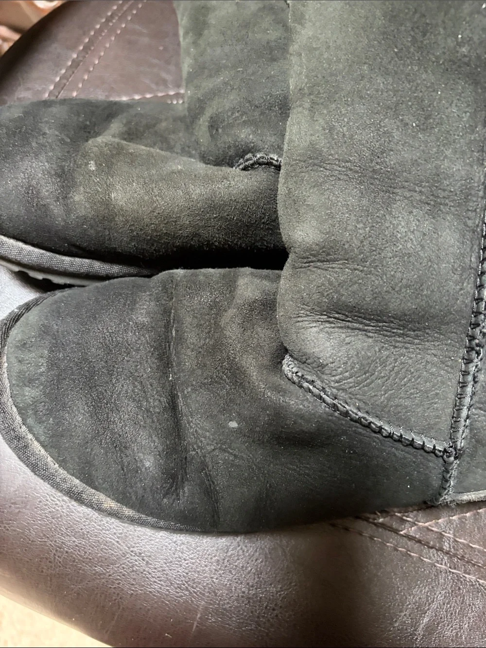 UGG Women's Black Suede Mid-Calf Winter Boots